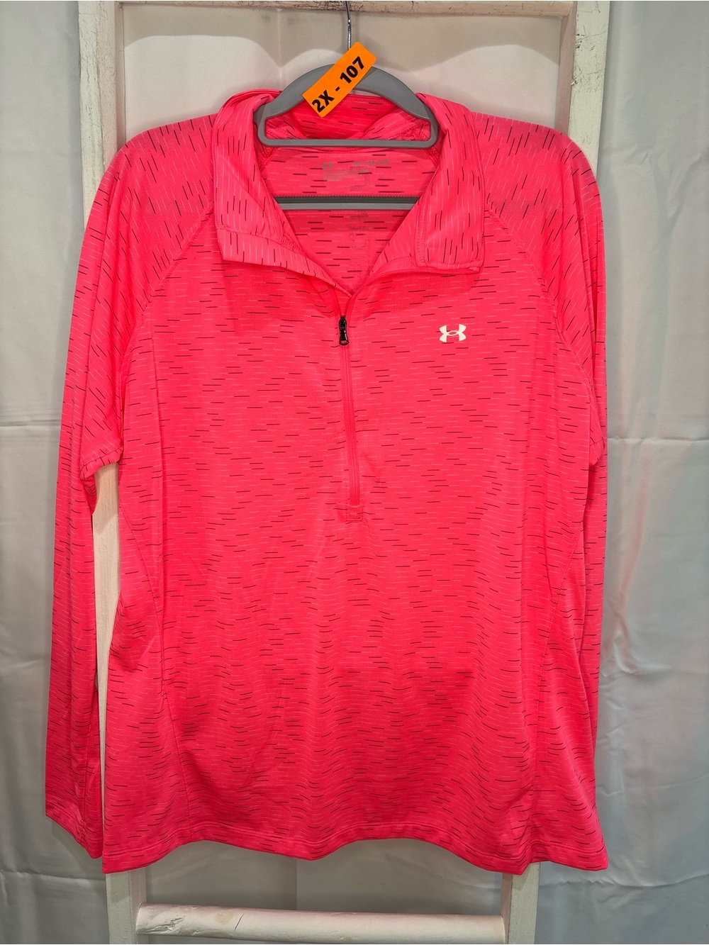 Under Armour Neon Coral-Pink Quarter Zip Long Sleeve Coverup
